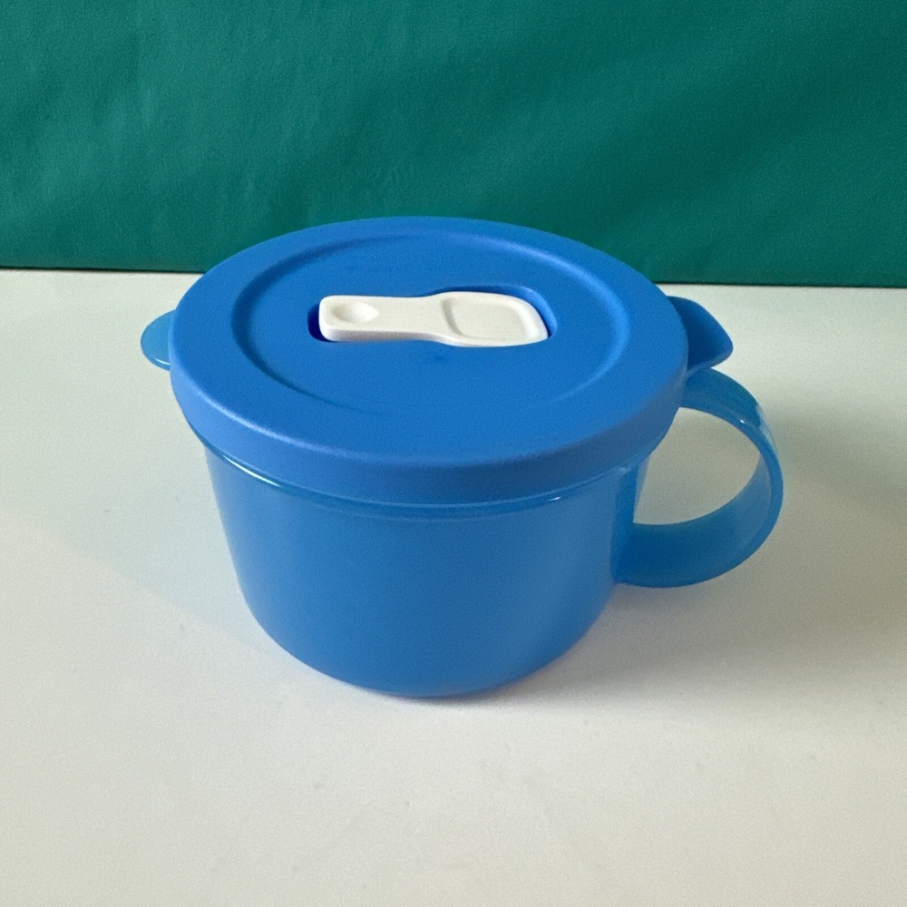Tupperware Crystalwave Plus soup mug microwavable Blue 2 cup/ 500ml Sale New